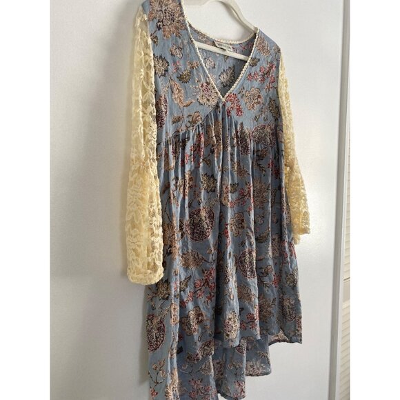 Tassels N Lace Floral Babydoll Dress W/ Lace Bell Sleeves Size S - Picture 2 of 6